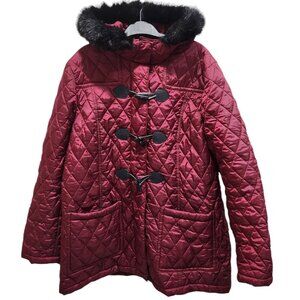 Vintage Jessica Women's Jackets Size XL Burgundy Pea Coat Zip Pockets